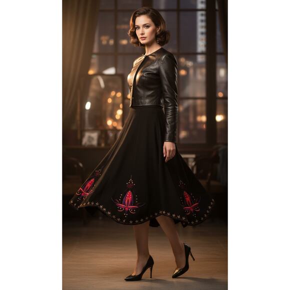 Vintage Nygard Wool Embroidered Skirt 12 | Retro Glam Handkerchief Hem - Picture 11 of 11